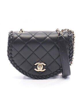 Chanel Shoulder Bag Quilted Mini Black Leather Chain